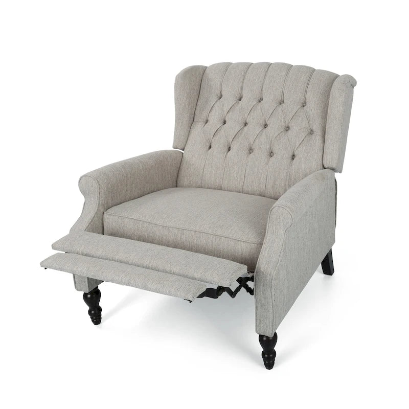 Fauteuil inclinable à dossier capitonné | Coussin en tissu et pieds marron foncé | 1 place