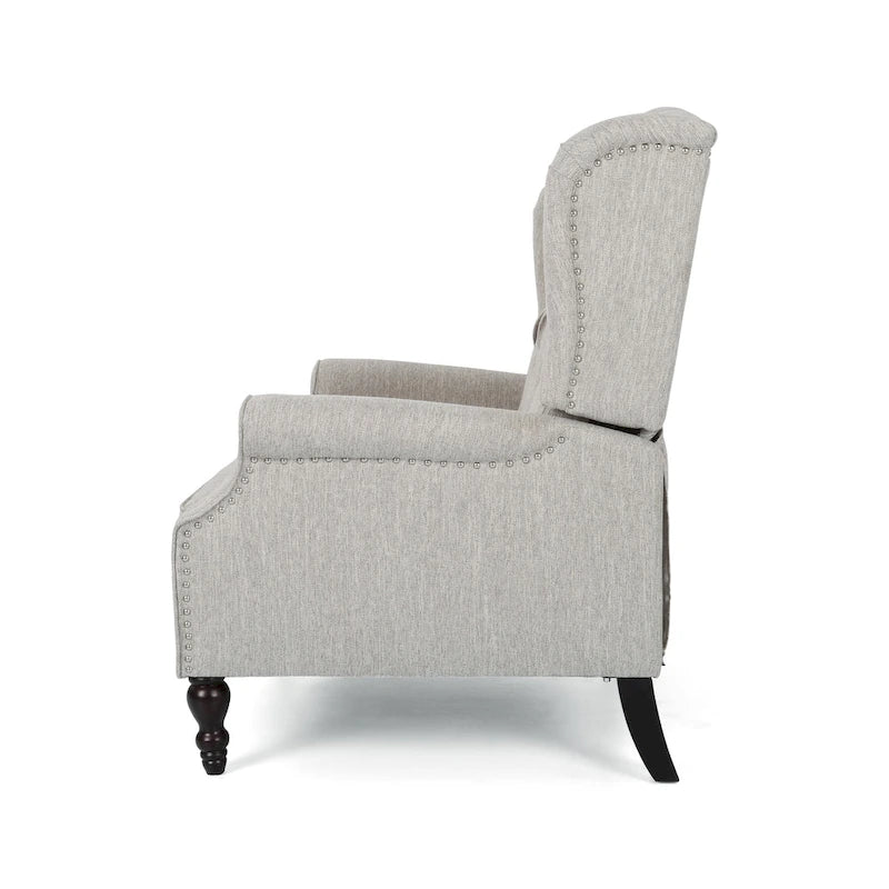 Fauteuil inclinable à dossier capitonné | Coussin en tissu et pieds marron foncé | 1 place