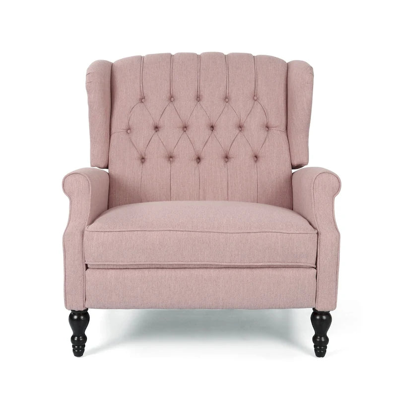 Fauteuil inclinable à dossier capitonné | Coussin en tissu et pieds marron foncé | 1 place