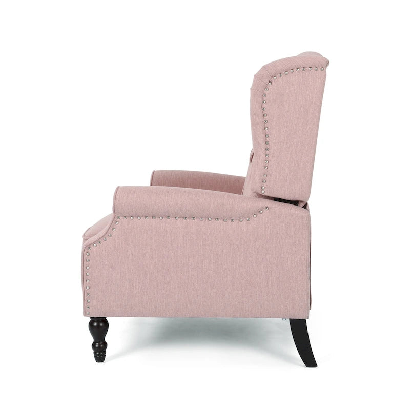 Fauteuil inclinable à dossier capitonné | Coussin en tissu et pieds marron foncé | 1 place
