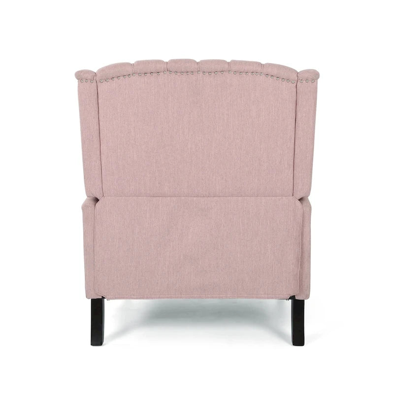 Fauteuil inclinable à dossier capitonné | Coussin en tissu et pieds marron foncé | 1 place