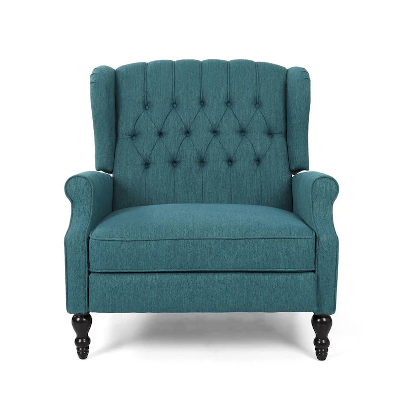 Fauteuil inclinable à dossier capitonné | Coussin en tissu et pieds marron foncé | 1 place