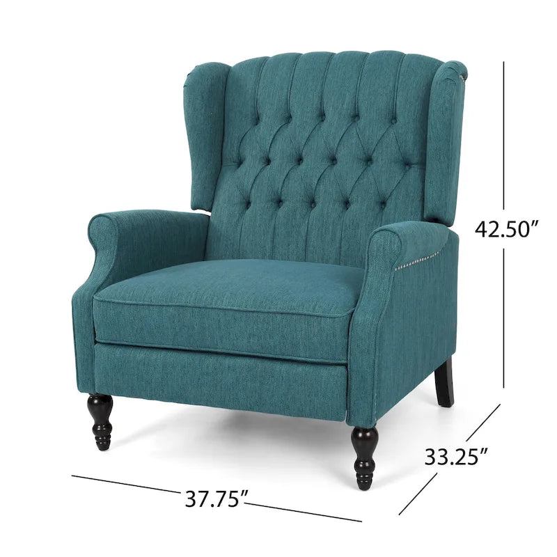 Fauteuil inclinable à dossier capitonné | Coussin en tissu et pieds marron foncé | 1 place
