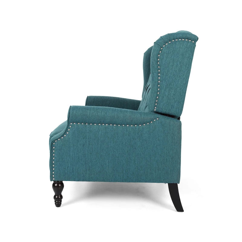 Fauteuil inclinable à dossier capitonné | Coussin en tissu et pieds marron foncé | 1 place