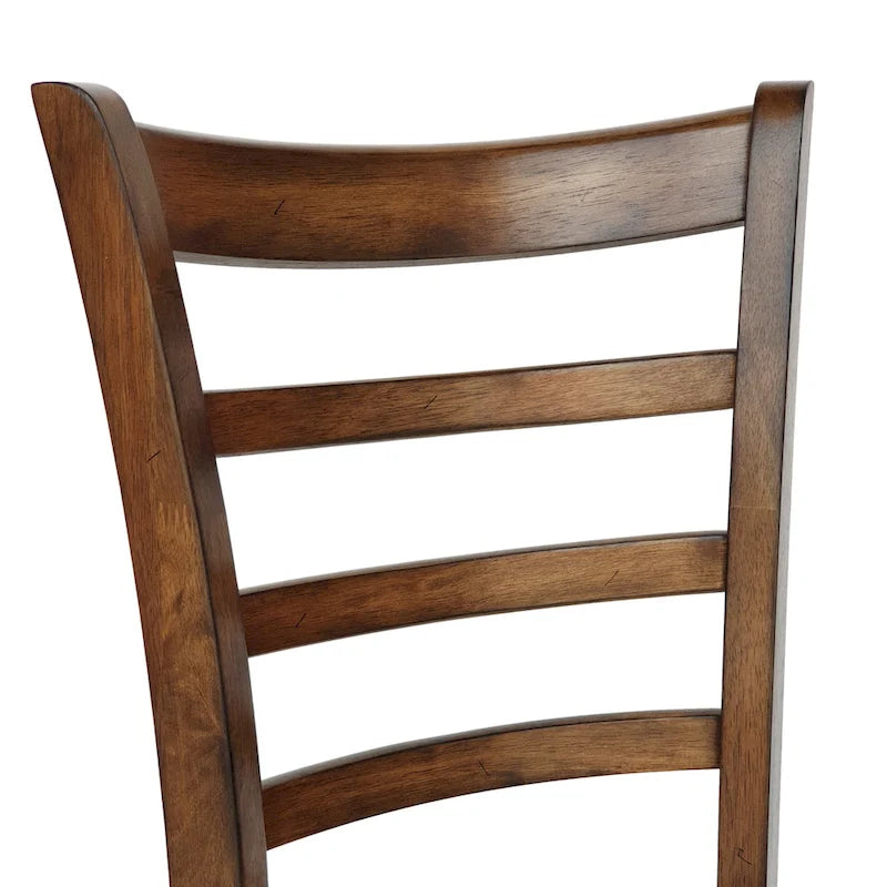 Chaise de salle à manger rustique Antique Brown / Matte Black à dossier échelle, lot de 6