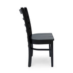 Chaise de salle à manger rustique Antique Brown / Matte Black à dossier échelle, lot de 6