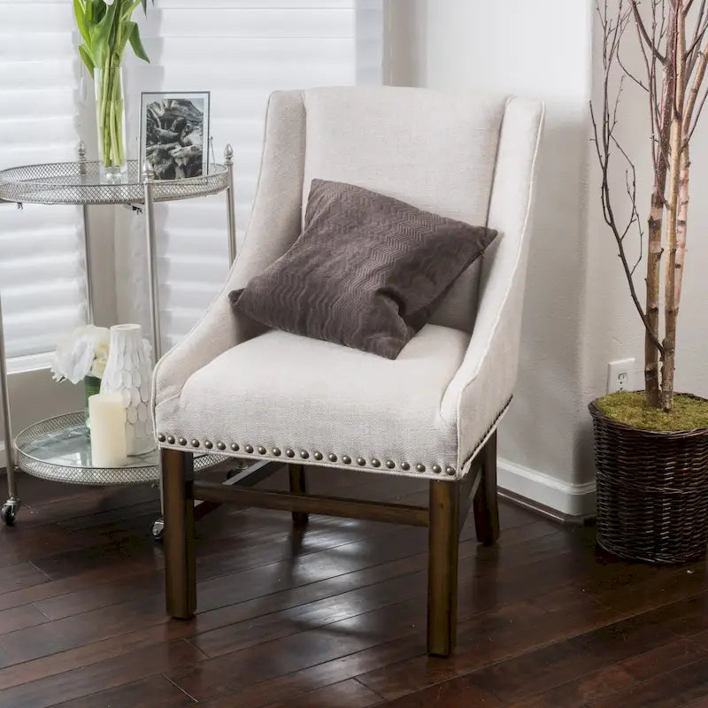 Fauteuil d'appoint contemporain en tissu marron et naturel, pièce unique