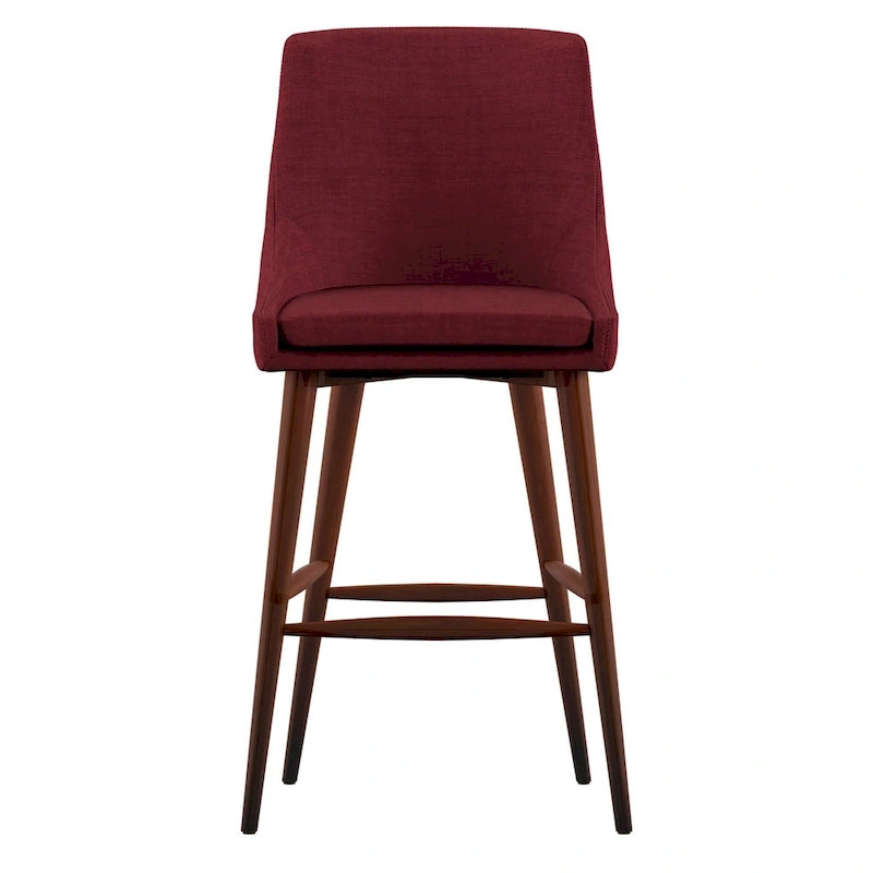 Tabouret de comptoir à dossier incurvé en lin gris foncé / gris / bleu / rouge, lot de 2