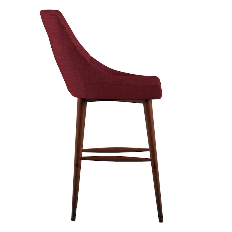 Tabouret de comptoir à dossier incurvé en lin gris foncé / gris / bleu / rouge, lot de 2