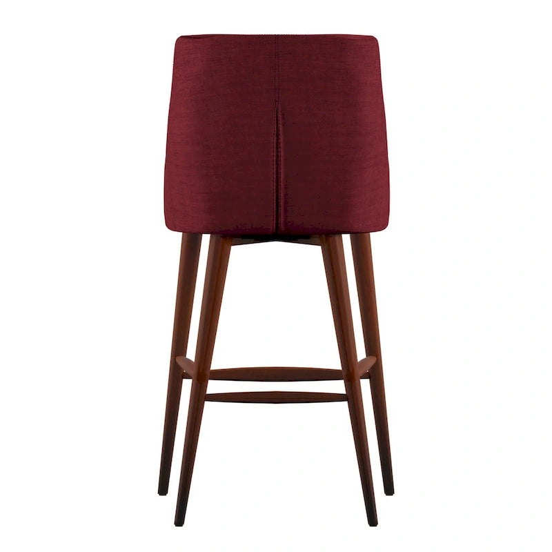 Tabouret de comptoir à dossier incurvé en lin gris foncé / gris / bleu / rouge, lot de 2