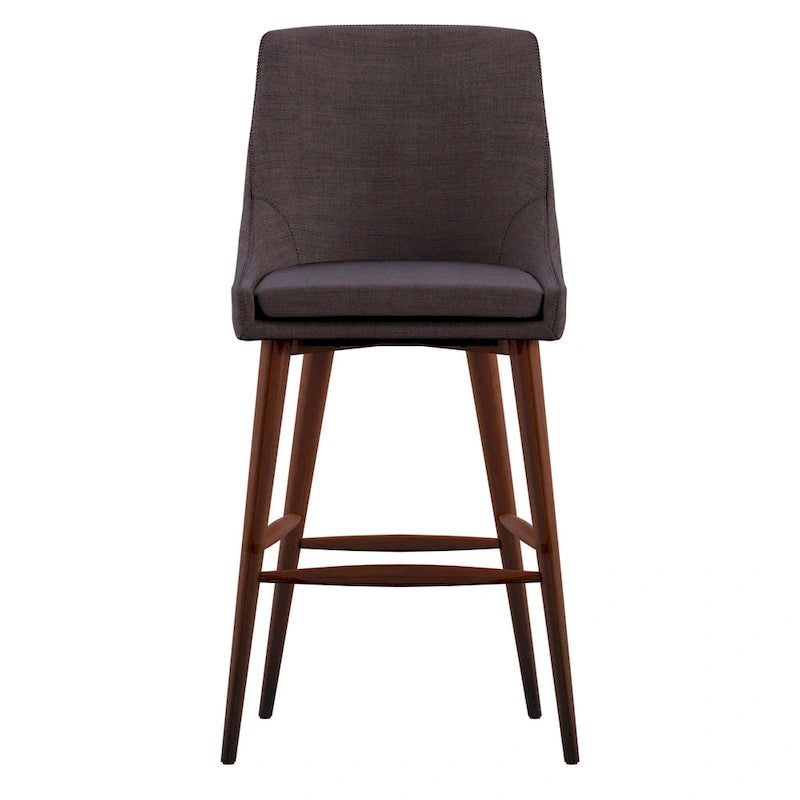 Tabouret de comptoir à dossier incurvé en lin gris foncé / gris / bleu / rouge, lot de 2