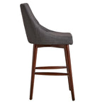 Tabouret de comptoir à dossier incurvé en lin gris foncé / gris / bleu / rouge, lot de 2
