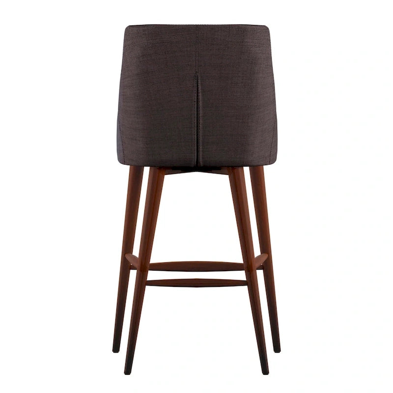 Tabouret de comptoir à dossier incurvé en lin gris foncé / gris / bleu / rouge, lot de 2