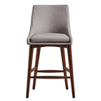 Tabouret de comptoir à dossier incurvé en lin gris foncé / gris / bleu / rouge, lot de 2