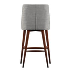 Tabouret de comptoir à dossier incurvé en lin gris foncé / gris / bleu / rouge, lot de 2