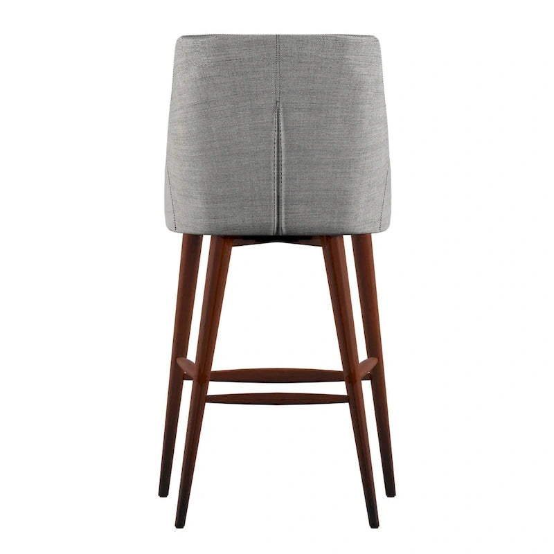 Tabouret de comptoir à dossier incurvé en lin gris foncé / gris / bleu / rouge, lot de 2