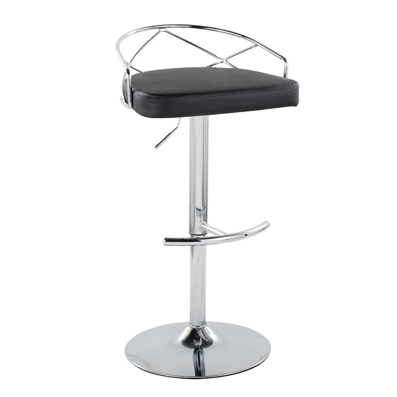 Tabouret de bar pivotant et réglable, velours/similicuir, doré/chromé, lot de 2