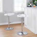 Tabouret de bar pivotant et réglable, velours/similicuir, doré/chromé, lot de 2