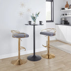 Tabouret de bar pivotant et réglable, velours/similicuir, doré/chromé, lot de 2