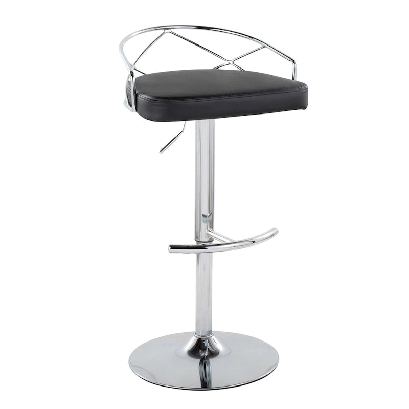 Tabouret de bar pivotant et réglable, velours/similicuir, doré/chromé, lot de 2
