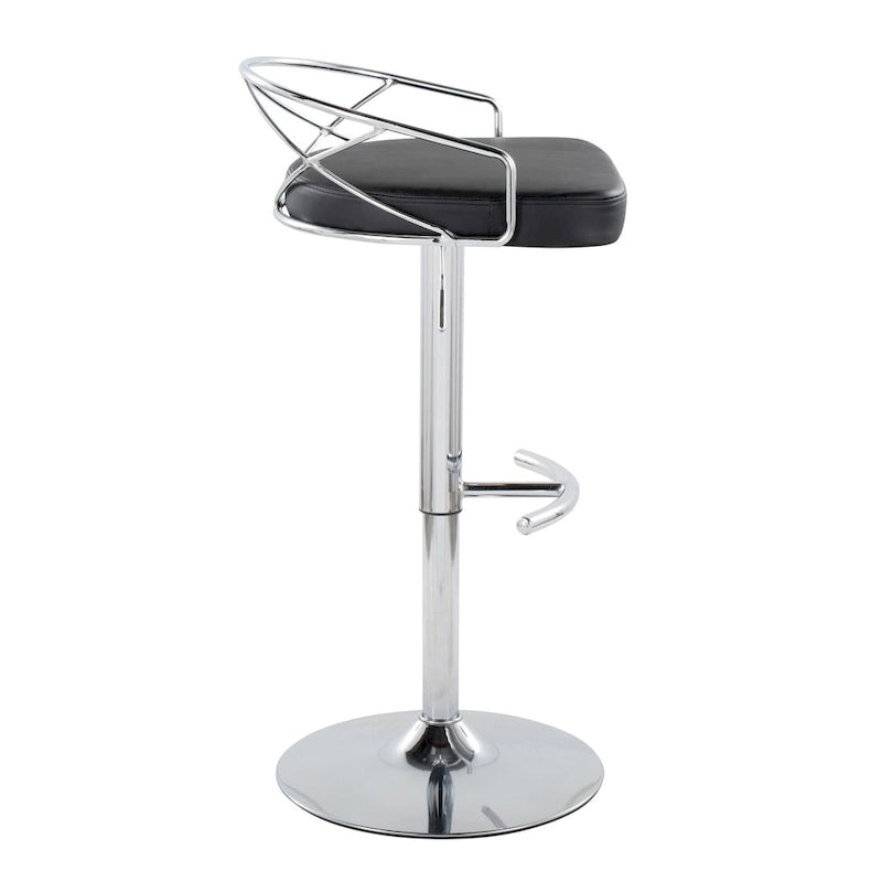 Tabouret de bar pivotant et réglable, velours/similicuir, doré/chromé, lot de 2