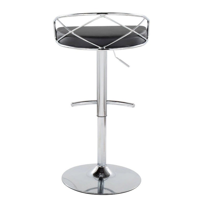 Tabouret de bar pivotant et réglable, velours/similicuir, doré/chromé, lot de 2
