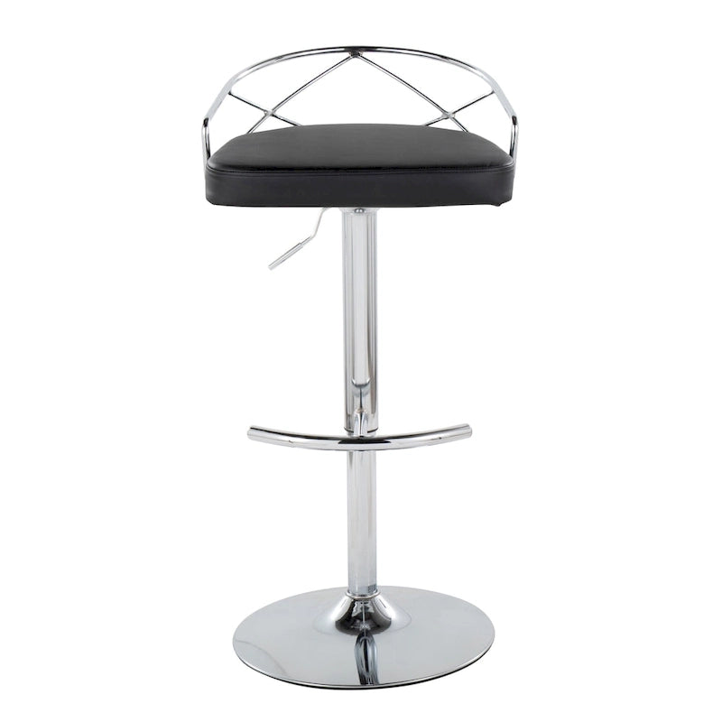 Tabouret de bar pivotant et réglable, velours/similicuir, doré/chromé, lot de 2