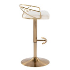 Tabouret de bar pivotant et réglable, velours/similicuir, doré/chromé, lot de 2