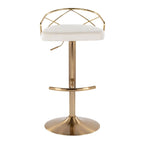 Tabouret de bar pivotant et réglable, velours/similicuir, doré/chromé, lot de 2