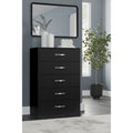 Commode en bois 5 tiroirs noir/blanc, simple