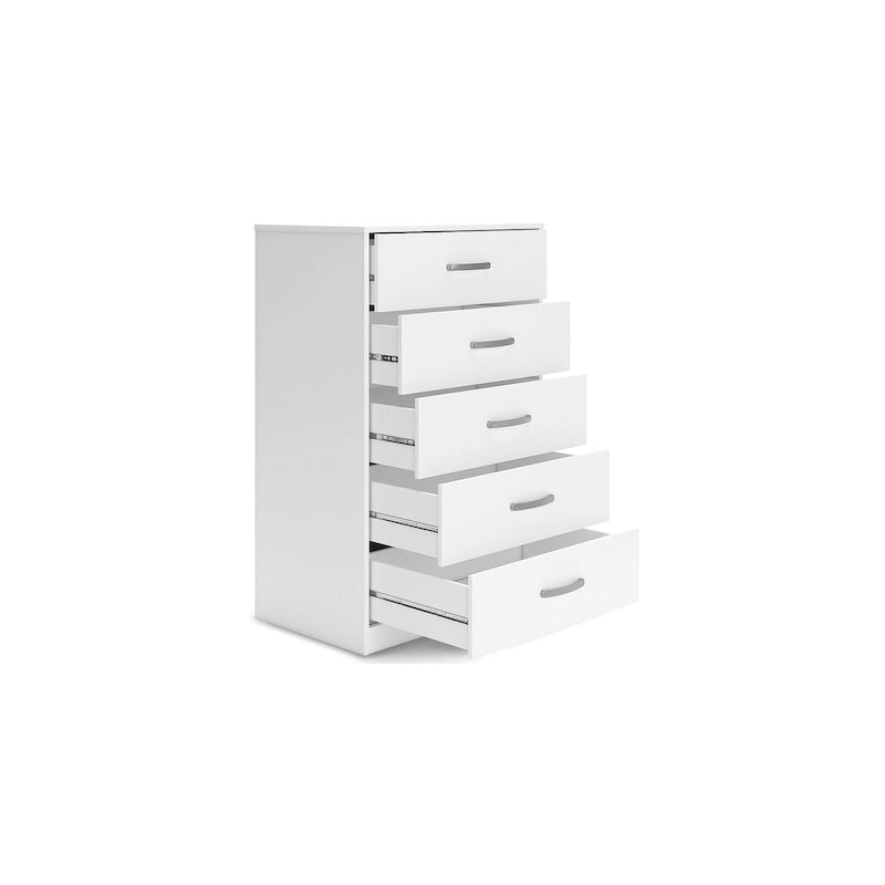 Commode en bois 5 tiroirs noir/blanc, simple