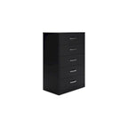 Commode en bois 5 tiroirs noir/blanc, simple