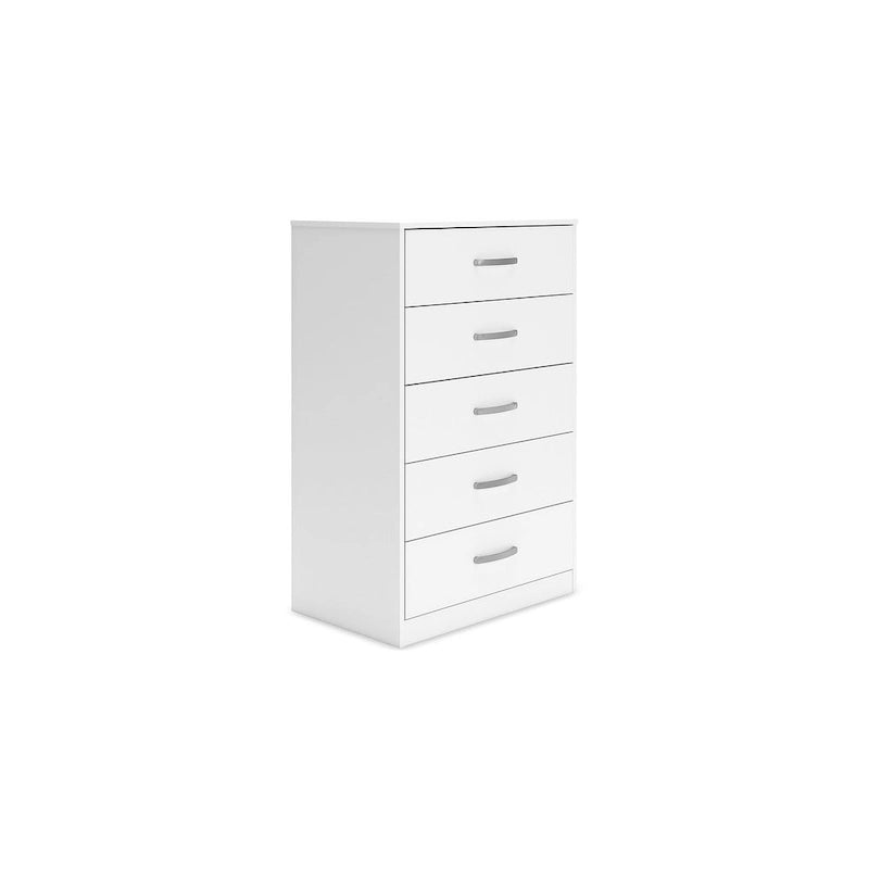 Commode en bois 5 tiroirs noir/blanc, simple