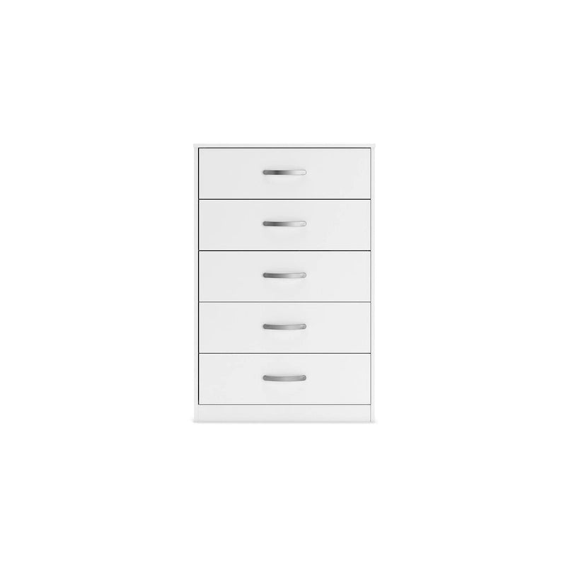 Commode en bois 5 tiroirs noir/blanc, simple