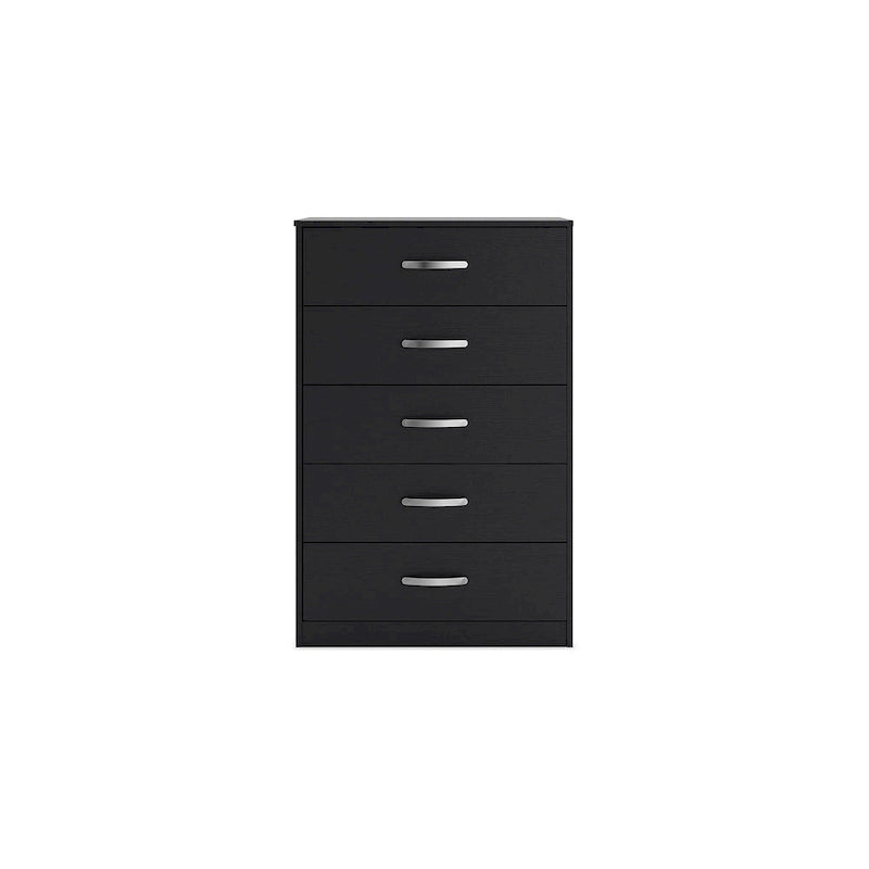 Commode en bois 5 tiroirs noir/blanc, simple