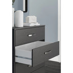 Commode en bois 5 tiroirs noir/blanc, simple
