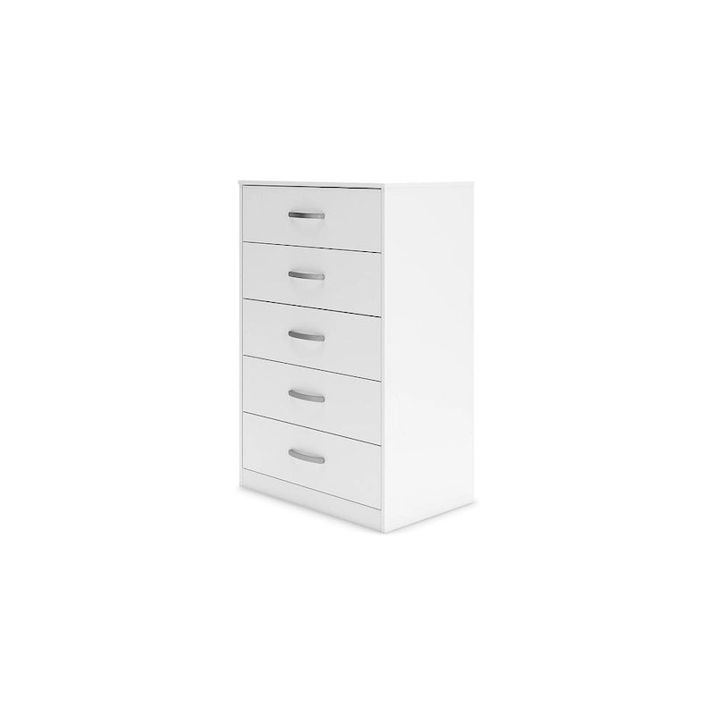 Commode en bois 5 tiroirs noir/blanc, simple