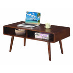 Table basse Espresso style mid-century avec étagère ouverte, 1 pièce