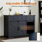 Buffet de style campagnard noir et blanc avec porte coulissante de style grange, 54 po, assemblage par 1 personne