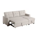 Canapé d'angle convertible gris clair / vert / beige / bleu avec méridienne et rangement, pour 2 personnes