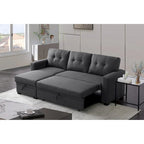 Canapé d'angle convertible gris clair / vert / beige / bleu avec méridienne et rangement, pour 2 personnes