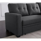 Canapé d'angle convertible gris clair / vert / beige / bleu avec méridienne et rangement, pour 2 personnes