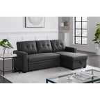 Canapé d'angle convertible gris clair / vert / beige / bleu avec méridienne et rangement, pour 2 personnes
