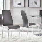 Chaises de salle à manger en similicuir gris/blanc et blanc sans accoudoirs, lot de 2