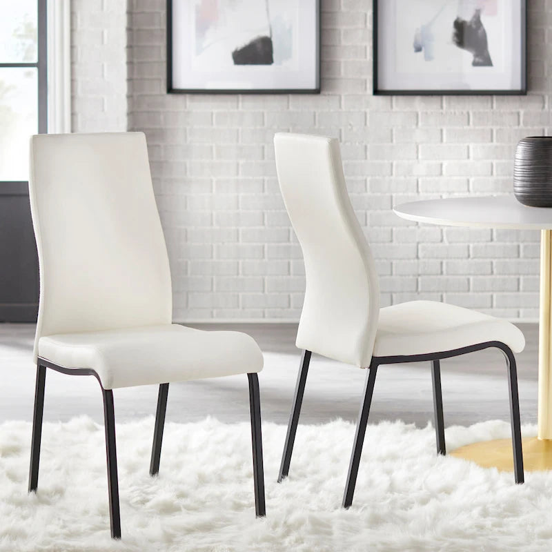 Chaises de salle à manger en similicuir gris/blanc et blanc sans accoudoirs, lot de 2