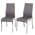 Chaises de salle à manger en similicuir gris/blanc et blanc sans accoudoirs, lot de 2