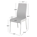 Chaises de salle à manger en similicuir gris/blanc et blanc sans accoudoirs, lot de 2
