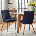 Chaise de salle à manger avec dossier tonneau chêne foncé / gris / bleu / rouge, lot de 2