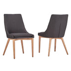 Chaise de salle à manger avec dossier tonneau chêne foncé / gris / bleu / rouge, lot de 2