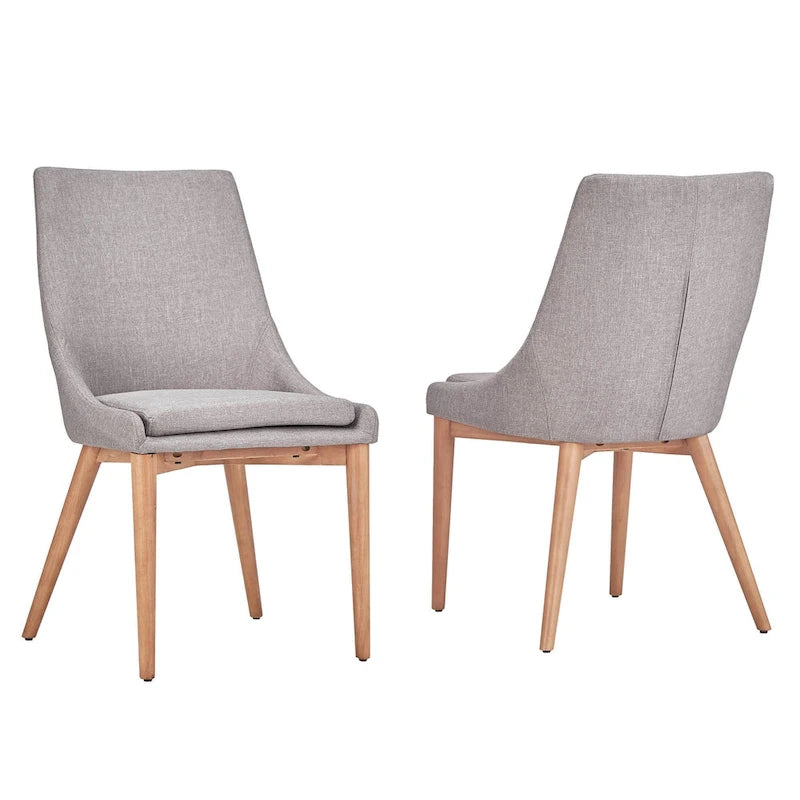 Chaise de salle à manger avec dossier tonneau chêne foncé / gris / bleu / rouge, lot de 2